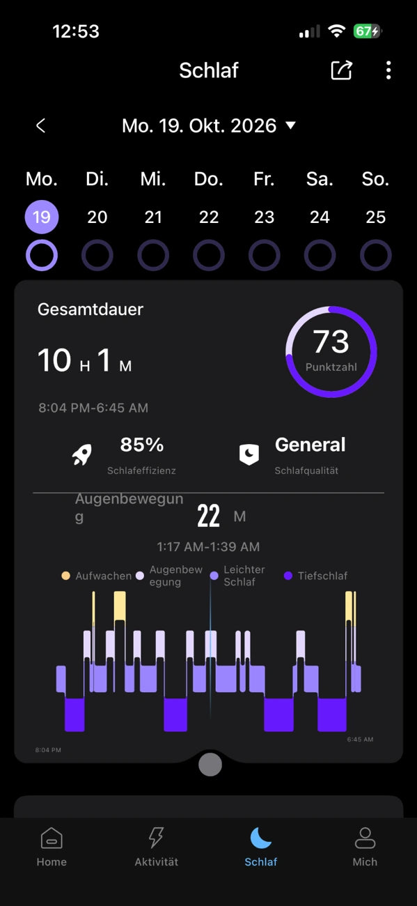 App-Ansicht Schlaf